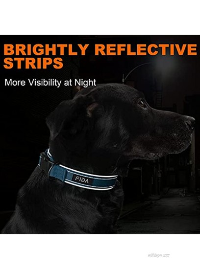 Fida Comfort Dog Collar 360° Full Surround Ultra Soft Neoprene Padded Heavy Duty Adjustable Reflective Weatherproof Pet Collar for Small Medium Large X-Large Breeds