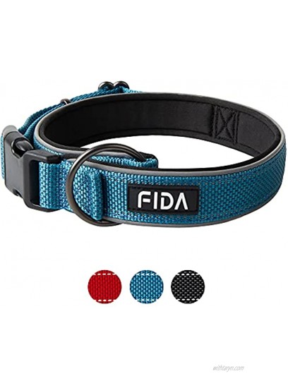 Fida Comfort Dog Collar 360° Full Surround Ultra Soft Neoprene Padded Heavy Duty Adjustable Reflective Weatherproof Pet Collar for Small Medium Large X-Large Breeds