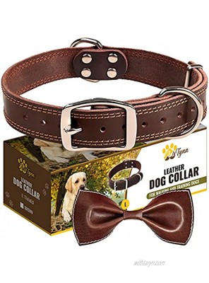 Heavy Duty Leather Dog Collar Soft and Strong Dog Collar for Large Dogs Black and Brown Dog Collars Brown L
