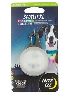 Nite Ize Spotlit XL LED Collar Light Carabiner Clip Dog Light USB Rechargeable Disc-O Select Color-Changing Light