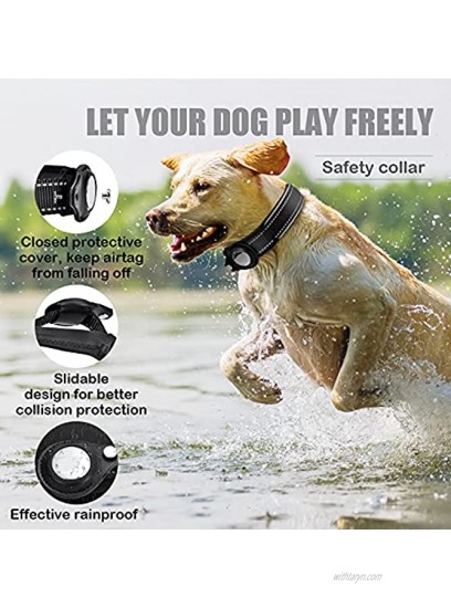 Reflective Airtag Dog Collar FEEYAR Padded Apple Air Tag Dog Collar Heavy Duty Dog Collar with Airtag Holder Case Adjustable Air Tag Accessories Pet Collar for Medium Large Dogs
