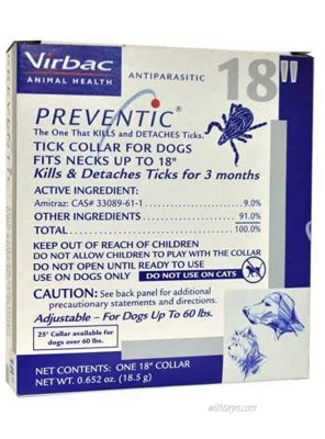 Virbac Preventic Tick Collar Small Medium Dog 18" Single Collar