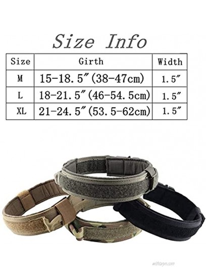 Yunlep Adjustable Tactical Dog Collar Military Nylon Heavy Duty Metal Buckle with Control Handle for Dog Training
