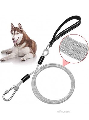 6ft Dog Leash Chew Proof Sturdy Reflective Cable Lead with Padded Handle & Rock Climbers Carabiner for Small Medium Large Dogs Outdoor Walking Climbing Training