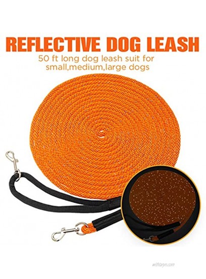 ADCSUITZ Dog Training Leash Lead Long Rope 30FT 50FT Reflective Nylon Durable Heavy Duty Dog Leashes,Extender Yard Leash Great for Walking Playing Outdoor,Easy Control for Small Medium Large Dogs