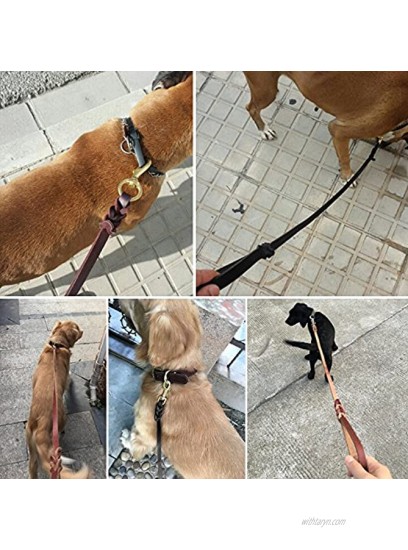 Beirui Braided Leather 6ft Dog Leash 3 4 inch Heavy Duty Brown & Black Training Lead