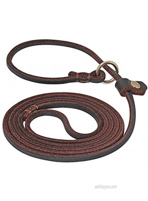 Beirui Slip Lead Dog Leash 4FT 5FT Brown Leather Dog Leashes No Pull Adjustable Collars with Training Leashes Professional Leads for Small Dogs Walking Chihuahua,Yorkshire,Teddy