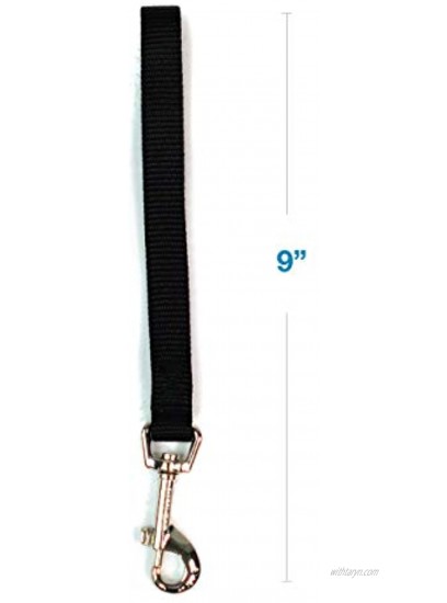 Blue-9 Dog Training Leash 9 Inch Tab Lead for Obedience Recall and Agility Training Made in The USA Black