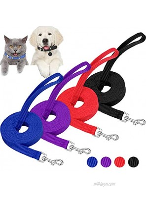Boao 4 Pieces 10 Feet Durable Nylon Dog Training Leash Strong Traction Rope Dog Walking Leash with Easy to Use Collar Hook for Small and Medium Dog 0.6 Inch Width