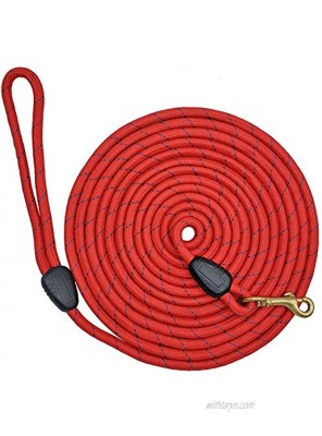 BTINESFUL 15 30 50ft Tie-Out Check Cord Long Rope Dog Leash Recall Training Lead Leash- Great for Training Playing Camping or Backyard
