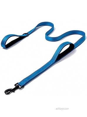 Dog Leash 6ft Long Traffic Padded Two Handle Heavy Duty Double Handles Lead for Training Control 2 Handle Leashes for Large Dogs or Medium Dogs Reflective Pet Leash Dual Handle Blue