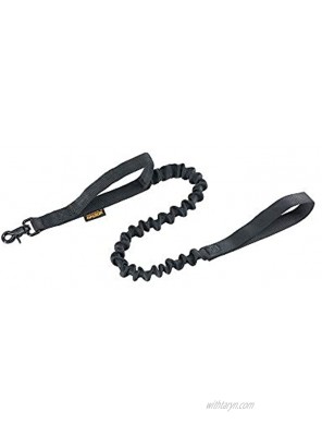 EXCELLENT ELITE SPANKER Military Bungee Dog Leash Elastic Leads Rope with 2 Padded Control Handle for Medium and Small Dogs Black