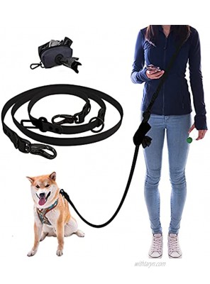 Hands Free Basic Dog Leash 6ft Heavy Duty Double Dog Leash Easy Clean Non-Stinky Waterproof Training Dog Leash for Medium Large Dogs Black
