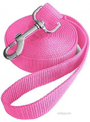 Jackpet 6ft 10ft 30ft Pink Long Leather 360 Swivel Training Dog Leash,for Large,Medium and Small Dog Lead,Hiking Walk in Outdoor,Backyard Camping or Play,Great for Parks and Fetch 10FT Pink