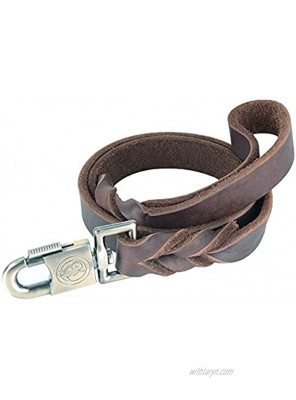 L1KL Genuine Leather Braided Dog Training Leash Heavy Leather Duty Lead for Larger Dog