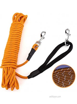 Pettom Check Cord with Comfortable Handle Reflective Extender Yard Leash Long Dog Training Leash Recall Training Agility Lead for Small Medium Large DogsS Orange