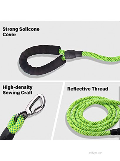 Pezakf Dog Leash Strong Dogs Training Leashes with Soft Padded Handle Reflective Threads Lockable Clasp Heavy Duty Lead Leash for Large Medium Small Pets Dogs Cats 6FT 1 2 inch Green