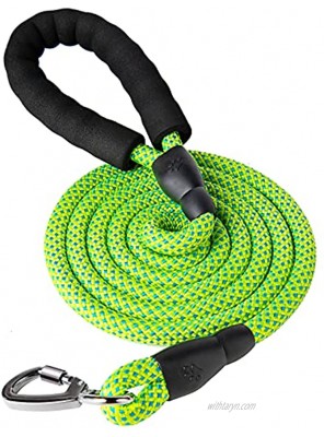 Pezakf Dog Leash Strong Dogs Training Leashes with Soft Padded Handle Reflective Threads Lockable Clasp Heavy Duty Lead Leash for Large Medium Small Pets Dogs Cats 6FT 1 2 inch Green
