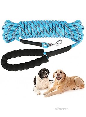 Rypet Long Leash for Dog Training 30 FT Heavy Duty Climbing Rope Dog Leash Check Cord with Comfortable Padded Handle for Large Medium Small Dogs Training Playing Camping