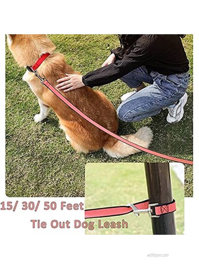 SEPXUFORE Tie Out Obedience Recall Training Agility Lead- 15ft 30ft 50ft Training Yard Leash Thick Long Dog Leash for Backyard Play or Camping