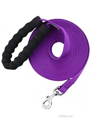Siumouhoi Long Dog Leash with Padded Handle Check Cord 1 Inch Nylon Training Lead Heavy Duty Leashes for Medium Large Dogs Stronger Clip- Black Blue Purple