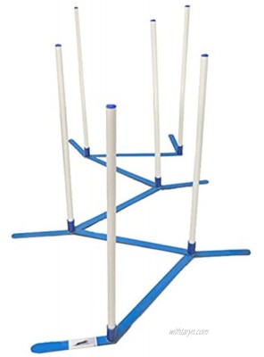 Agility Weave Poles Adjustable 6 Pole Set with Carrying Case and Grass Stakes