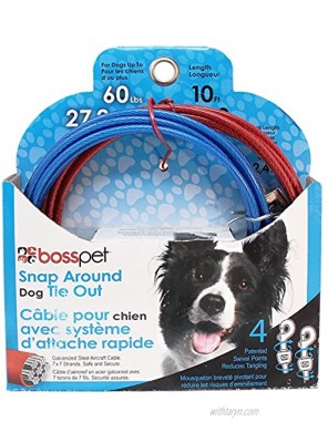 Boss Pet Q2515 000 99 10' Large Dog Snap Around Pdq Tie-Out