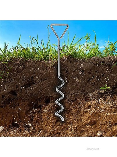 BV Pet 18 inch Spiral Tie Out Stake for Small Medium Large Dogs to Play in The Yard Camping or Outdoor Stainless Steel