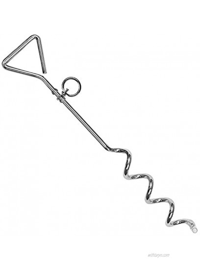 BV Pet 18 inch Spiral Tie Out Stake for Small Medium Large Dogs to Play in The Yard Camping or Outdoor Stainless Steel