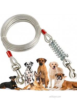 Dog Tie Out Cable -20ft 30ft Tie Out Cable for Dogs with Durable Spring for Outdoor Yard and Camping No Tangle Rust Proof Training Dog Leash for Medium to Large Dogs Up to 125 Lbs 50 ft Silver