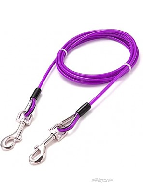 Dog Tie Out Cable,10ft Galvanized Steel Wire Pet Leash with PVC Coating for Pets Up to 100lbs,Dog Lead Line for Yard Camping Hiking Running Parks Purple