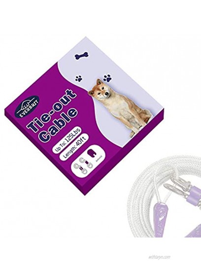 EVERBRIT Reflective Tie Out Cable for Dog Different Size and Snap Safety Clip Choice Available