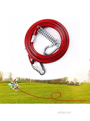Hausure Dog Runner tie Out Cable 30ft Dog Runner with Shock Absorbing Spring Reflective Dog Cable for Yard and Camping Rust Proof chew Proof Dog Yard Run Leash up to 250lbs