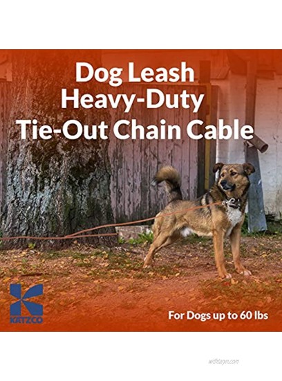 Katzco Dog Leash Heavy-Duty Tie-Out Chain Cable 20 Feet Long for Dogs up to 60 lbs Dog House Dog Training Pet Supplies and Accessories