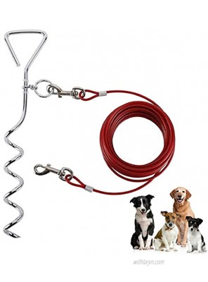 Kingwora Dog Tie Out Cable and Stake,Dog Yard Leash and Stake 16 Ft,Rust- Proof Training Tether for Small to Large Dogs Great for Outside Camping Garden Yard and Outdoor Activities