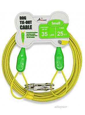 Petest Tie-Out Cable with Crimp Cover for Dogs Up to 35 60 90 125 250 Pounds 15ft 25ft 30ft Length Available