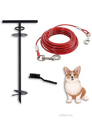 SHUNAI Dog Tie Out Cable and Stake 30 Ft Heavy Dog Yard Leash for Small Medium Large Dogs Up to 100 lbs Dog Stake for Outside Yard Beach Lawn