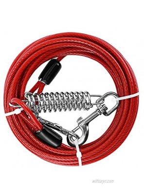 UEETEK Dog Tie Out Cable for Dogs 20ft Pet Heavy Tie-Out Cable with Swivel Clip Tangle Free for Dogs Up to 110 Pound