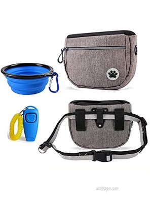 AWLAND Dog Treat Pouch Dog Training Pouch Bag Large Capacity with Adjustable Waistband Easily Carrying Dog Toys Kibble Treats Built-in Poop Bag Dispenser 3 Ways to Wear
