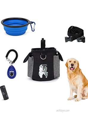 Benkey Puppy Training Kit Dog Starter kit Gift Set of Dog Treat Pouch Blue Dog Training Clickers with Wrist Lanyard and Poop Bag Dog Bowl