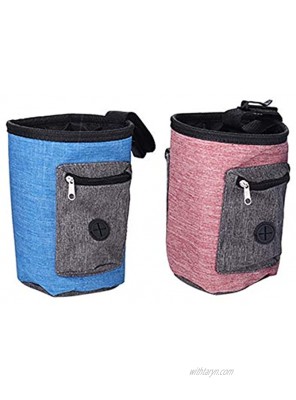 Dog Treat Pouch Dog Treat Bag for Training Small to Large Dogs Easily Carries Pet Toys Kibble Treats Built-in Poop Bag Dispenser 2PCS