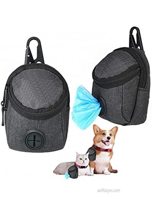 Frienda 2 Pieces Dog Poop Waste Bag Dispenser Dog Waste Bag Holder Dog Treat Pouch Dog Waste Zipper Pouch with Clip Pet Waste Bag Container for Leash Black