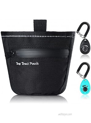 Frienda 3 Pieces Dog Treats Training Pouch and Dog Training Clicker with Wrist Strap Dog Treat Reward Pouch Doggie Puppy Treat Snack Bags for Cats Puppy Birds Horses Behavioral Training