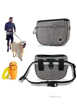Jetczo Dog Treat Pouch Dog Training Pouch Bag with Adjustable Waistband and Built-in Dog Waste Bag Dispenser Auto Closing Portable Dogs Walking Bag 4 Ways to Wear