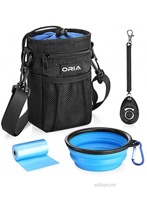 ORIA Dog Training Pouch Dog Treat Bag Pet Training Waist Bag with Adjustable Strap Collapsible Dog Bowl Storage for Treats Toys and Training Accessories