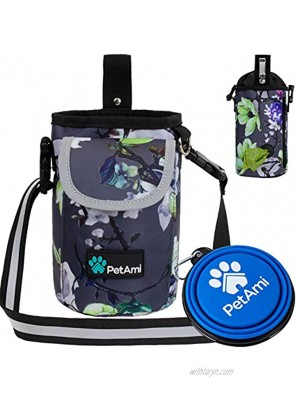 PetAmi Dog Treat Pouch with Large Front Pocket | Dog Training Pouch Bag with Waist Shoulder Strap Poop Bag Dispenser Collapsible Bowl | Training Bag for Kibbles Pet Toys | 3 Ways to Wear