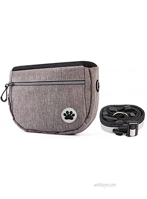 Petmolico Dog Treat Pouch with Dog Waste Bag Dispenser Auto-Close Dog Training Pouch Treats Storage Holder Bag with Adjustable Strap for Hands-Free Dog Walking Gray