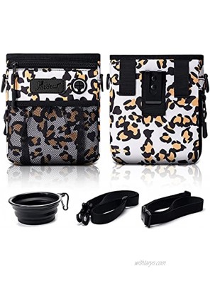 Petotw Dog Treat Pouch with Poop Bag Dispenser Free Collapsible Bowl Dog Treat Bag for Food Kibbles Pet Toys 4 Ways to Wear