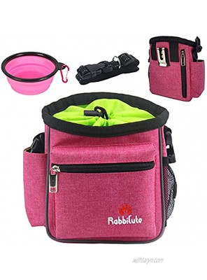 RABBICUTE Dog Treat Training Pouch Bag for Toys Kibble Waist Shoulder Strap Metal Belt Clip 3 Way to Wear Poop Bag Dispenser