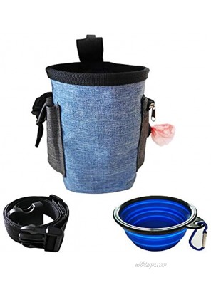SUCIMI Dog Treat Bag Training Pouch Bag- Puppy Snack Reward Bags Dog Outdoor Training with Waist Shoulder Strap and Collapsible Bowl3 Way to Wear